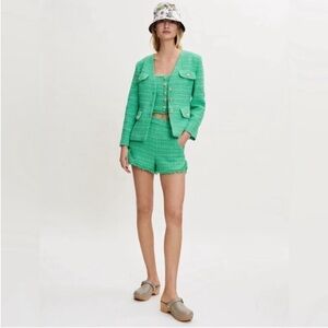 Maje Green Tweed Blazer